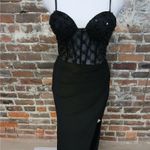 Mac Duggal  Ieena Corset Dress Womens Size 2 Black Beaded Formal Evening Gown Photo 3