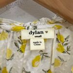 Dylan  White Yellow Lemon Print Long Sleeve Blouse Small Photo 3