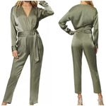 Ramy Brook NWT Women's Green Long Sleeve V-Neck Belted Crosby Jumpsuit Size 6 Photo 8