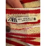 ZARA  Shirt Women Medium Red White Striped Knit Button‎ Shoulder Top Coastal Photo 7