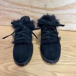 Coach Vintage  Kristy Black Suede Fur Trim Lace Up Heeled Mules Size 11 Photo 2