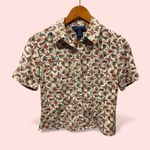 Charter Club Cute vintage 90s creamy royal garden cottagecore  floral button front blouse Photo 0