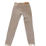 Pull & Bear  Striped Skinny Crop Jeans Sz 28 Gray White Raw Hem Stretch Cotton Photo 11