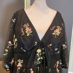 Women’s Black Dress Puffy Sleeves Flowers & Butterflies Prom Party Size 24W NWOT Photo 1
