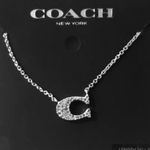 Coach NWT Pave Signature Necklace Silver Length 16"+2"; Silver Photo 5