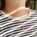 Handmade retro vintage fairy whimsical style quality Czech glass pink heart bead simple necklace🩷 Photo 7