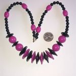 Elegant Vintage Pink and Black Beaded Boho Retro Necklace Photo 2
