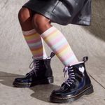 Dr. Martens  1460Y Heart Boots – Youth Size 7 Women’s 6 Black & Purlle Leather Photo 1