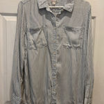 Merona Women's Size L Long Sleeve Striped Button Down Shirt Top Lyocell Photo 0