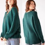 Free People  Retro 90s Brookside Slouchy Tunic Sweater Pine Forest Green Large Photo 3