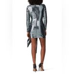 Toccin Gun Metal Metallic Sequin Mini Dress Long‎ Sleeve Size 6 Silver Photo 2