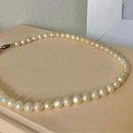 Baroque Ivory Pearl Necklace Vintage “Corinne” Unique Freshwater Iridescent White Photo 2