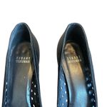 Stuart Weitzman  Black Peep Toe Heels Sandals Leather Perforated Size 8.5 Women's Photo 2