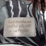 Brighton  Black Patent Leather Crochet Square Crossbody Bag Handcrafted LA Photo 2