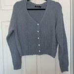 Nasty Gal What A Pearl Wants Blue Fuzzy Cardigan Size S Photo 0