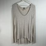 Free People We The  Sz M Malibu Thermal Top Oatmeal Heather Scoop Neck Oversized Photo 3