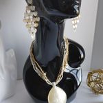 Boho Multi Strand Shell Pendant Necklace Set Tan Photo 0