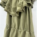 Giddy Up Glamour  Boho Off The Shoulder Romper Olive Green Embroidered Size S Photo 3
