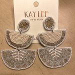 Kaylee New York beaded statement earrings brand new Tan Photo 1