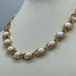 Vintage Napier gold and white chain link necklace. Gold Photo 5