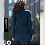 Boston Proper  Beyond Travel Prussian Cheetah Printed Double Breasted Knit Jacket Photo 1