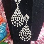 Silver with Crystala Teardrop Dangle Earrings Photo 0