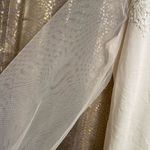 Adiva Ivory Crochet White Lace Mesh Sleeve Long Sleeve Sweater/Top, XL Photo 2