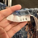 LUQ Stitch Fix Womens Blue Floral Scoop Neck Lace Trim Bell Sleeve Blouse Small Photo 7