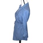 Motherhood Maternity Denim Blue Peplum Shirt Elastic Waist Pockets Photo 3