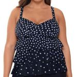 Swim Solutions Polka Dot Tiered Tankini Swim Top Size 18W Photo 0