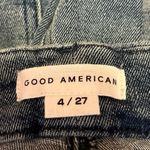 Good American Blue Frayed Raw Hem High Waist Straight Crop Denim Jeans Pants 4 Photo 3