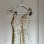 Vintage 70s Candi Jones Ditsy Floral Sun Maxi Dress Sz XXS Strappy Ties Yellow‎ Yellow Photo 1