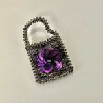 Danscraft silver tone purple flower brooch purse Photo 7