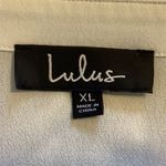 LULUS SILKY IVORY LONG SLEEVE TIE FRONT TOP SEMI SHEER 6” SLITS ON SIDES Sz. XL Photo 9