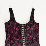 Tripp NYC [] Black Pink Y2K Floral Print Lace Hook & Eye Corset Top Size Large L Photo 2