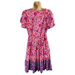 Zesica Floral Wrap Dress Pink Purple Blue Short Sleeve Ruffle Hem Midi Size M Size M Photo 1