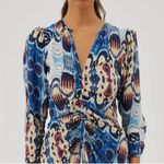 Mariacher Maria Cher Olite Rosario Silk Ruched Short Long Sleeve Mini Dress Blue Size M Photo 10