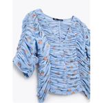 ZARA ★  Tulle Printed V-Neck Top - Floral Baby Blue ★ Photo 8