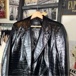 Dennis By Dennis Basso Croc Embossed Faux Leather Blazer Jacket Black Womens 16 Photo 2