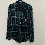 Rails  Hunter Plaid Flannel Button Down Shirt Forest Green Navy White Size Large Photo 2