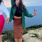 ZARA Orange Maroon High Waisted  Skirt Photo 0