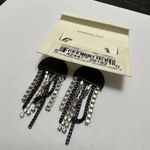 Nine West NWT Pierced Earrings Dangle Drop Silver Tone / Black Photo 8