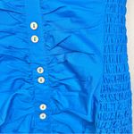 Free People  Bali Babe Hold On Mini Button Down Stretch Smocked Turquoise Dress Photo 6