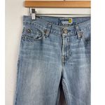 Old Navy Women’s Size 4 Short Light Blue Jeans with a Green Thread Stitch Photo 2