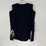 Derek Lam  Cold Shoulder Button Front Contrast Cuff Silk Blouse Navy Photo 8