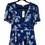 Baltic Born Montaigne Ruffle Chiffon Maxi Dress in Navy Blue Floral Photo 3