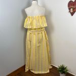 Lemlem  Zeritu Bahiri Yellow Striped Strapless Ruffle Maxi Dress Large New Photo 5
