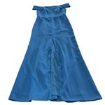 Dessy Collection Dress Womens 14 Dusk‎ Blue Off Shoulder Notch Trumpet Gown 3038 Photo 1