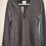 Ny&co NWT Lena NY&C Black Glitter V-Neck Top Long Sleeve Size:L Photo 0
