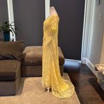 Women’s Yellow Lace Full Length Dress Mother of the Bride Small Train Size L Yellow Size L Photo 3